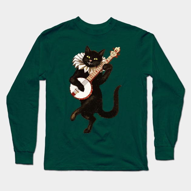 Cat playing mandolin Long Sleeve T-Shirt by HuntersDesignsShop